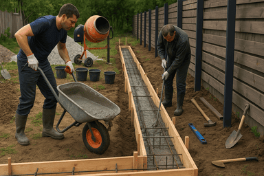 Ленточный фундамент под забор своими руками